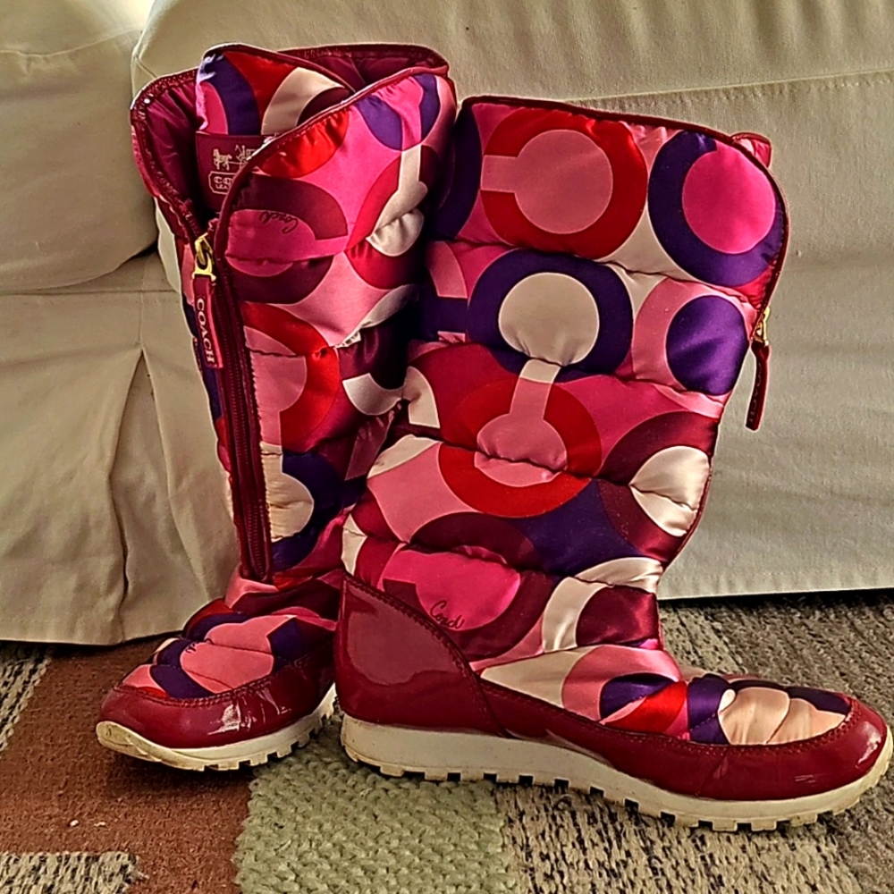Coach Puffer Snow Boots Berry Pink